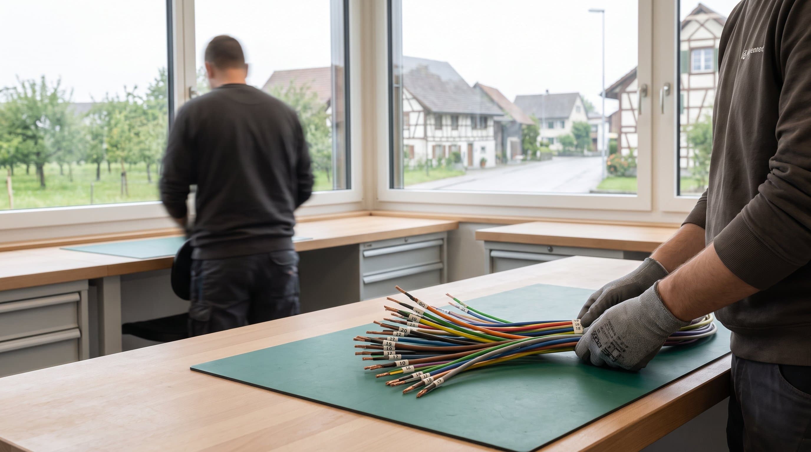 Ein fertiger Verteiler mit gleichmässig ausgerichteten Automaten